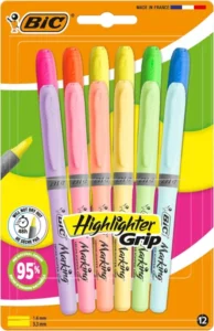 Pack BIC Highlighter Grip con 12 subrayadores intensos y pastel