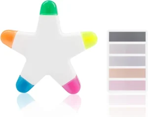 Resaltador en forma de estrella con cinco colores y etiquetas